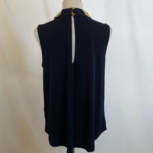 Jeweled Neckline Dark Navy Top New without tags - Picture 5 of 16